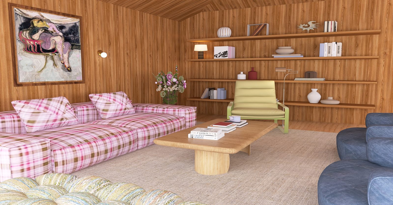 The Plaid Cabin — Toward the shelf wall