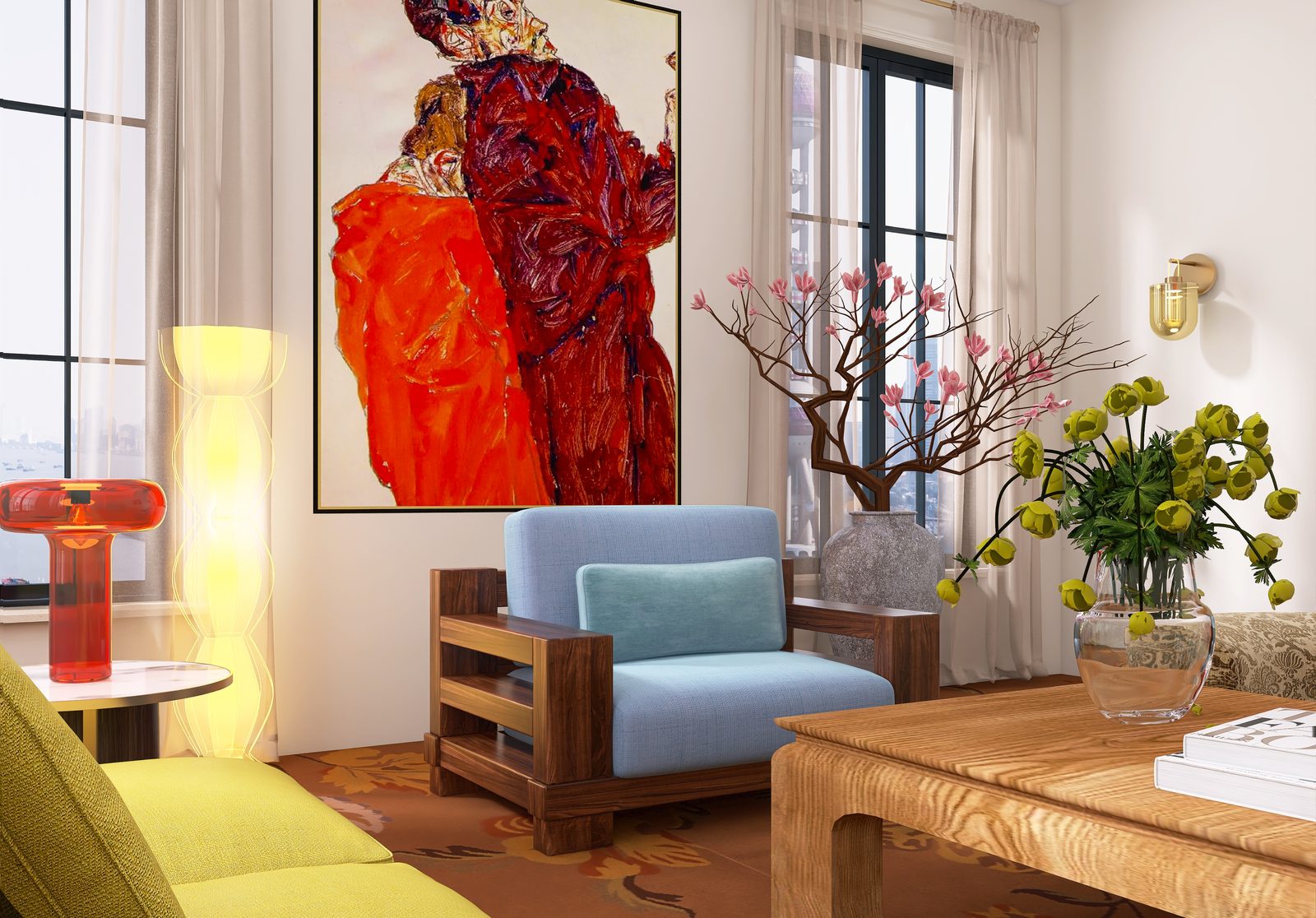The Crimson Canvas Flat — The blue armchair corner