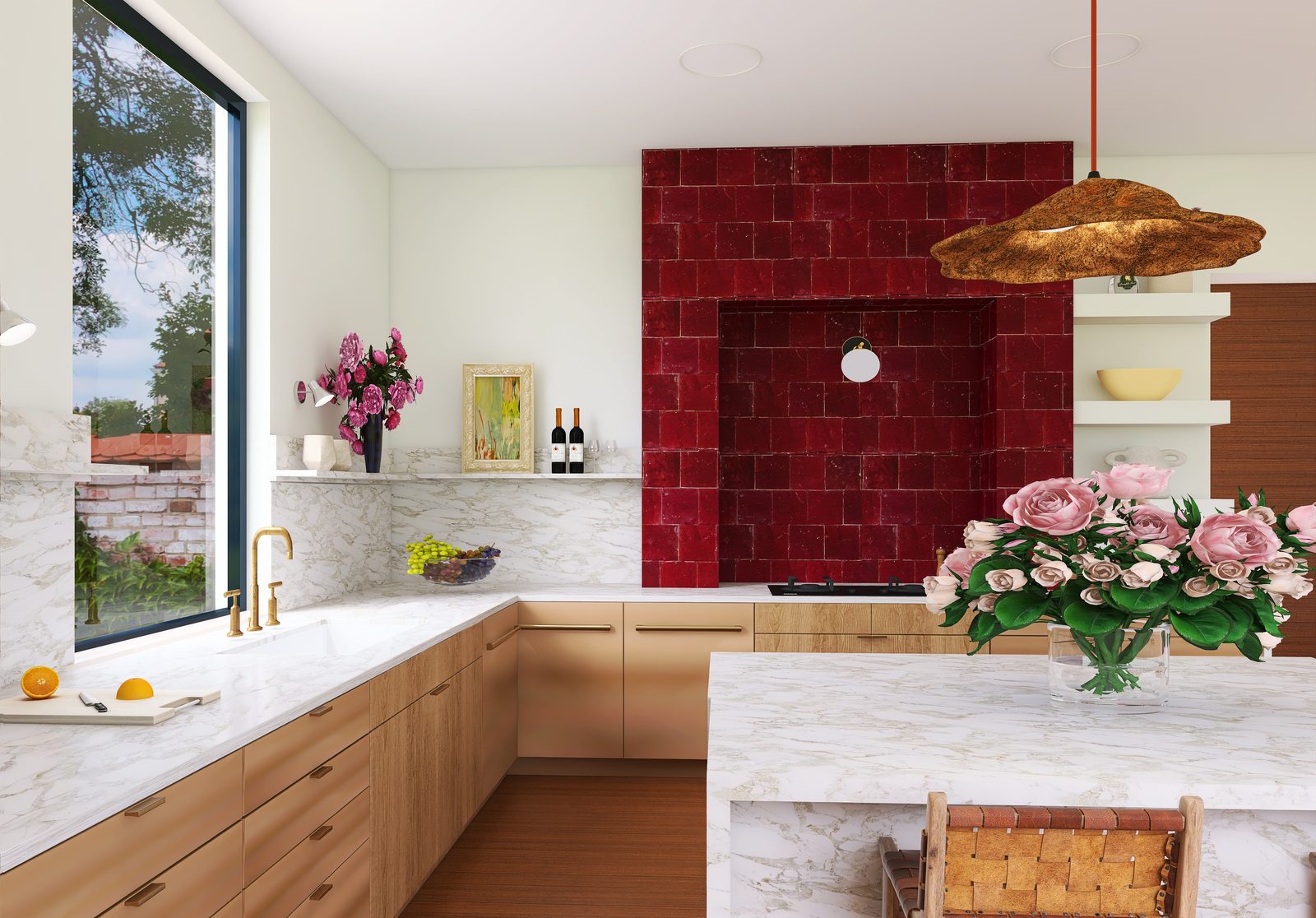 The Zellige Kitchen — Along the counters